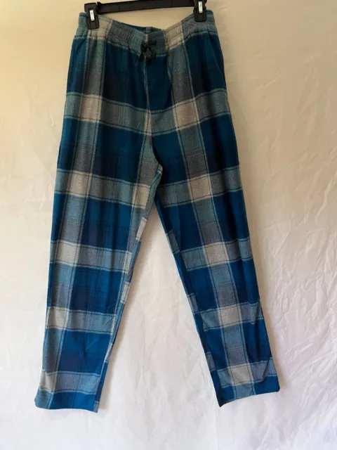 New Perry Ellis Portfolio Men's Heather Plaid Pajama Pants Teal Blue Size M