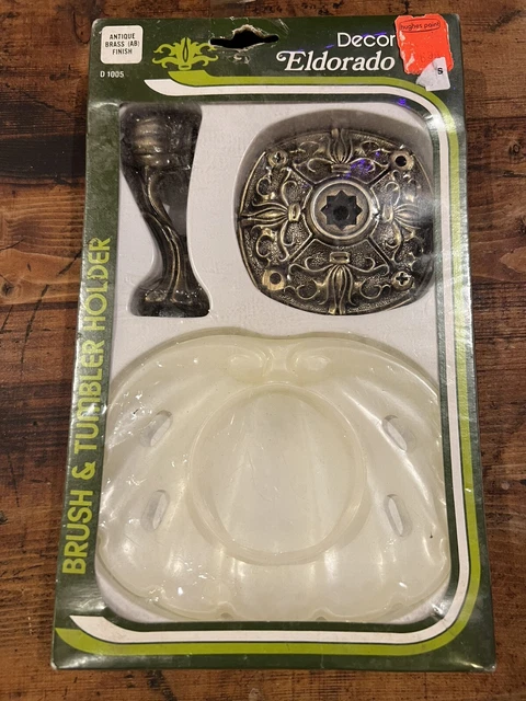 Vintage Decor Eldorado Bathroom Toothbrush Tumbler Holder Vanity Brass Shell