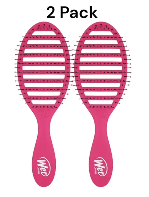 2 Piece Pack WET Brush Speed Dry Detangle Brush Vented Oval - Pink