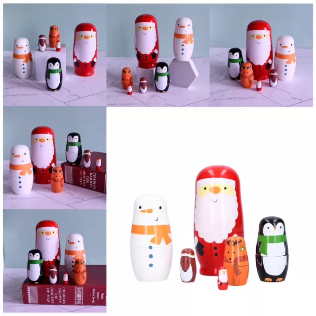 Desktop Ornament Wood Russian Dolls Russian Nesting Dolls 6Pcs