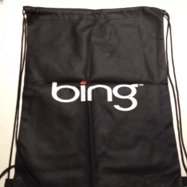 Microsoft Bing Cinch Bag Sack Backpack Drawstring  Lightweight Black NEW