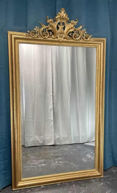 Grand Miroir Ancien H196x112 Cm Louis Philippe Dorure À La Feuille D’or TBE