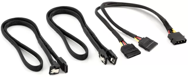 2x Câble de données Sata 3 avec Molex 60 cm (fiche droite +coudé)+ Rallonge 30cm