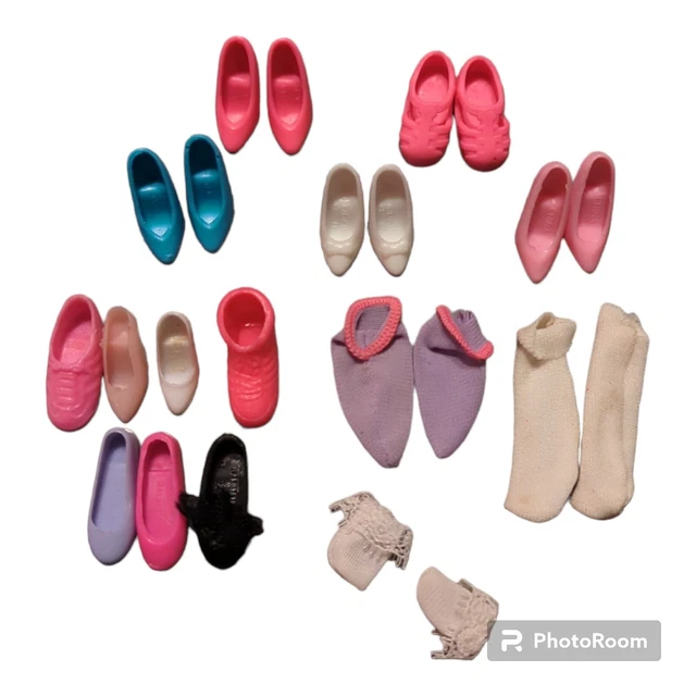 BARBIE FASHION DOLL Shoe Lot Mixed Vintage Kelly Socks Heels Sneakers