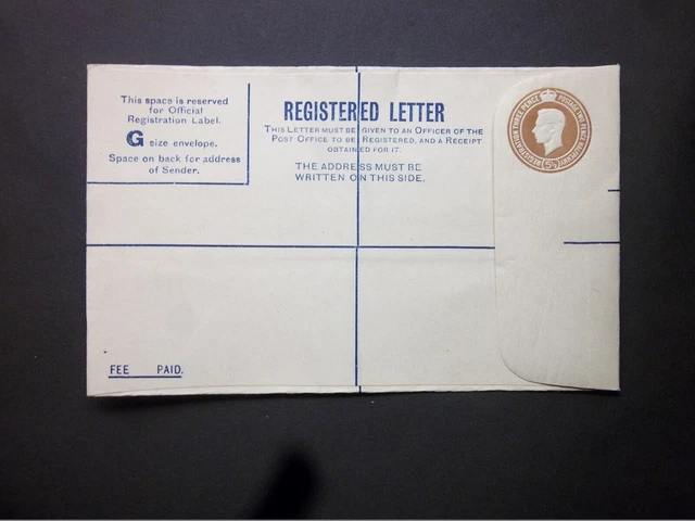 GB Stationery KGVI 51/2d Registered Envelope 'PIRIE APPLETON' size G H&B RP55