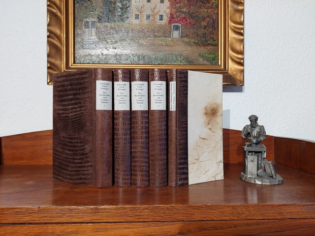 PREDIGER+BUCHBINDER LEHRBUCH 1741 5Bde Buchbinden BUCHBINDEREI Leder Handeinband