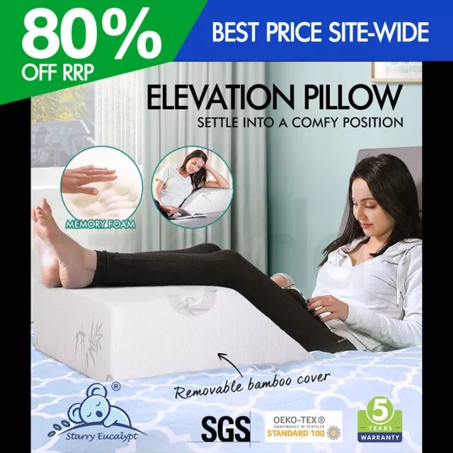 S.E. Memory Foam Leg Elevation Pillow Wedge Back Rest Support Cushion Bamboo