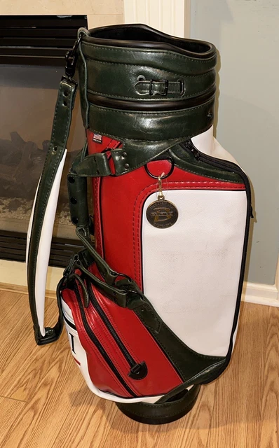 (Rare) Vintage Green/White/Red Italian Golf Cart Bag w/ 6-Way Club Divider (Rare) Vintage Green/White/Red Italian Golf Cart Bag w/ 6-Way Club Divider