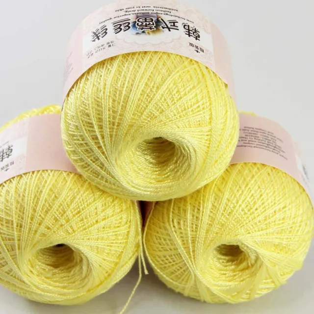 Luxurious 3ballsx50g Hand DIY Wear Cotton Lace Crochet Shawl Knitting Yarn 14