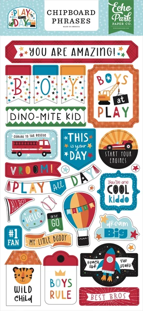 Play All Day Boy Chipboard 6""X13"" -AB269022