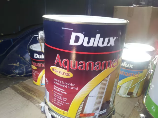 DULUX 2 LITRE AQUANAMEL INT/EXT GLOSS WATER/BASE-ENAMEL ORANGE colour paint