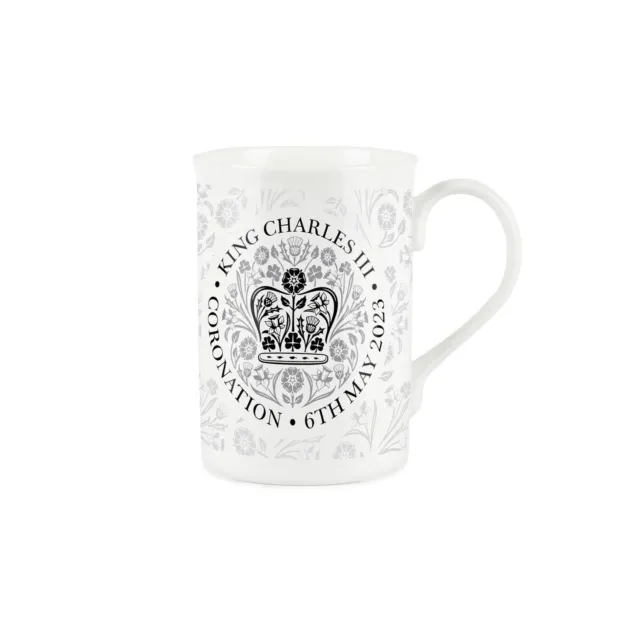 Fine Bone China King Charles III Coronation Commemorative Mug - Black & White