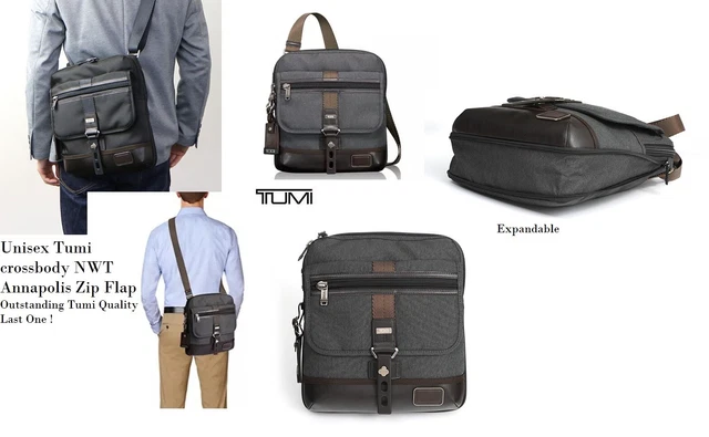 TUMI Alpha Bravo Annapolis Zip Flap Messenger Bag Expandable Anthracite Gray NWT