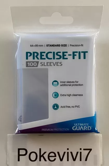 x1 Paquet de 100 Protèges Cartes / Sleeves Standard PRECISE-FIT / PRO FIT 64x89