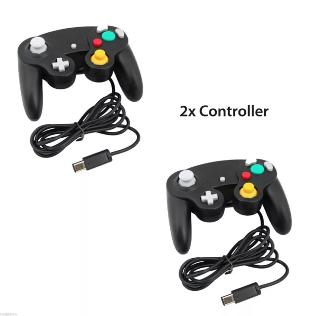 2X Black Wired Classic Controller Joypad Gamepad For Nintendo Gamecube Gc