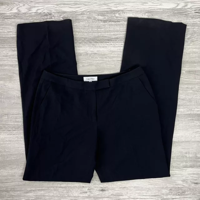 Calvin Klein Pants Womens 4 Straight Leg Trouser Dress pant Mid Rise Dark Blue