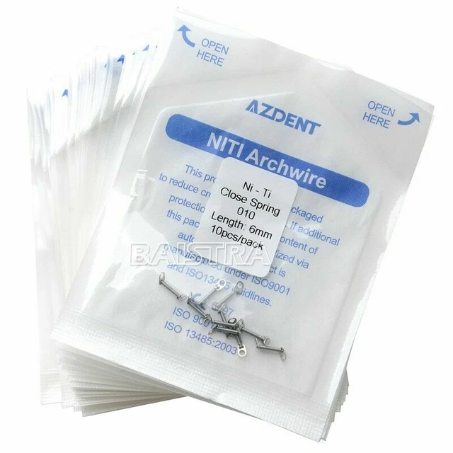 10Packs AZDENT Dental Orthodontic NiTi Closed Coil Spring 0.010"6MM 10 Pcs/Pack