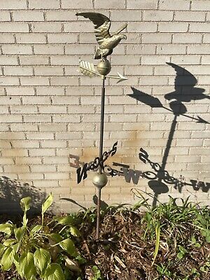Rustic Wrought Iron and Zinc American Eagle NSEW Outdoor Weathervane Folk Art