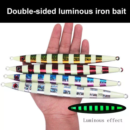 1pcs Glow Slow Fall Fishing Lure Sinking Lead Metal Flat Jig Jigging Bait Tackle 3