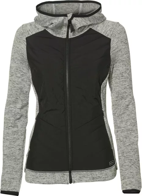 O'Neill Womens PW Piste Hoodie Baffle Fleece Jacket Grey/Black Size M UK 10 Bnwt