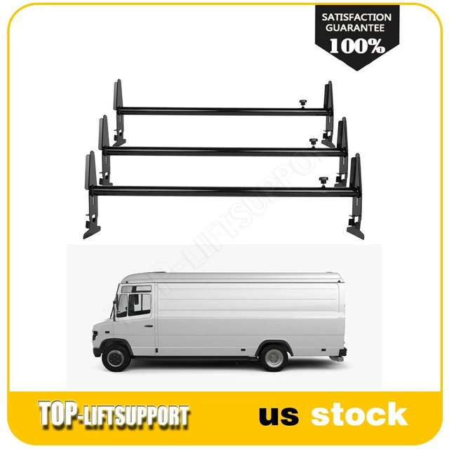 Van Roof Ladder Rack Cargo Carrier Square 3 bars For Chevy Dodge Ford GMC