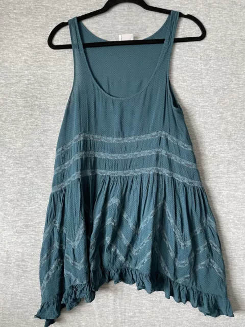 Intimately Free People Voile Trapeze Slip Dress Tunic Teal Extra Small XS