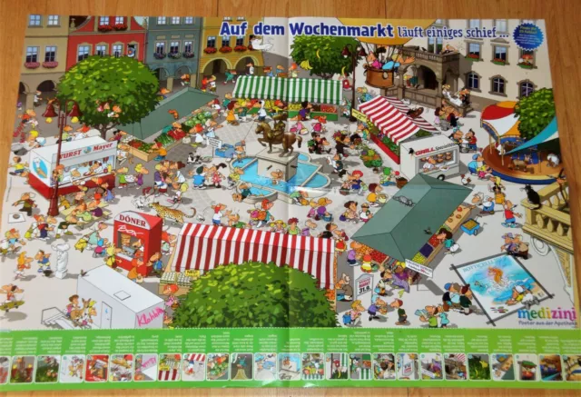 ✿WIMMEL-Poster AUF DEM WOCHEN-MARKT✿Schlafen,1. Schultag✿Medizini 09.16