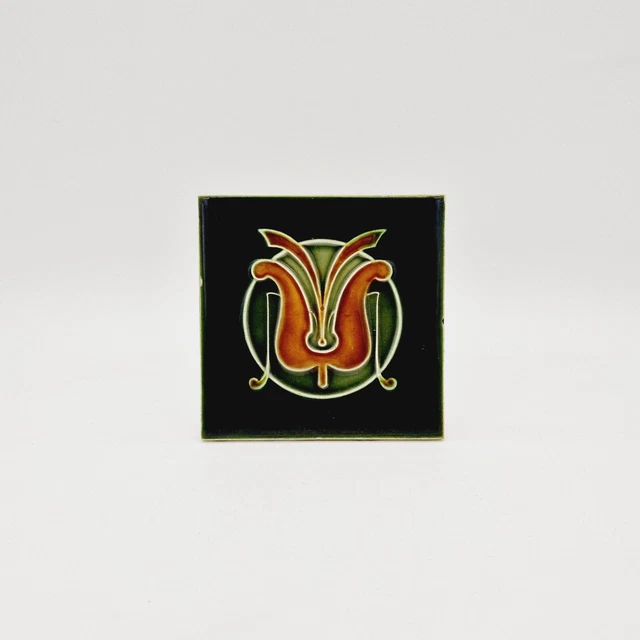 Antique Tile Art Nouveau Majolica by Henry Richards C1905 AE5 2