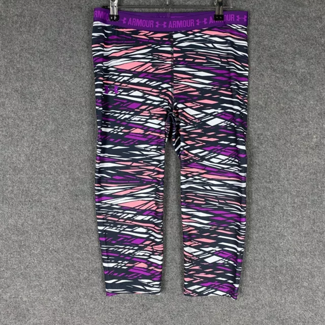 NEW Under Armour Tights Girls Large Purple Blue HeartGear Gym Youth Kids Y8