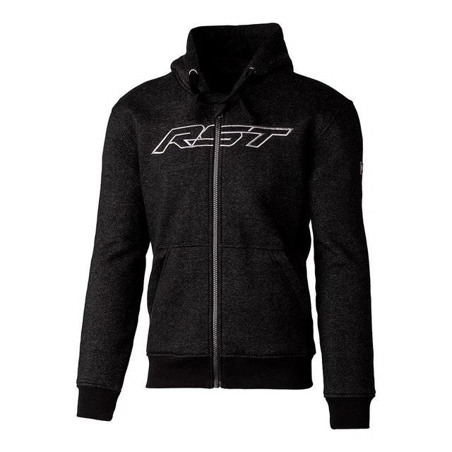 RST x Aramid Reißverschluss Logo Motorrad Hoodie Motorrad gepanzert schwarz grau
