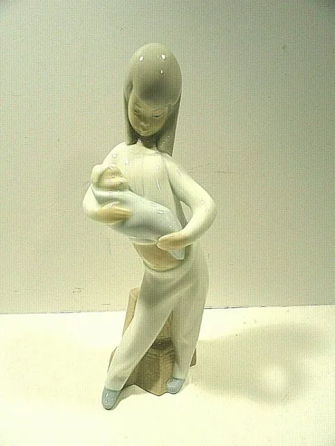 NAO Porcelain Young Girl / Mother with Baby Figurine