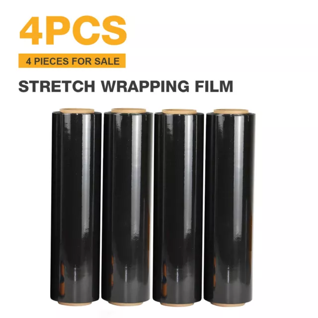 18"x1500FT 100 Gauge Black Pallet Wrap Stretch Films Hand Shrink Wrap (4 Rolls)