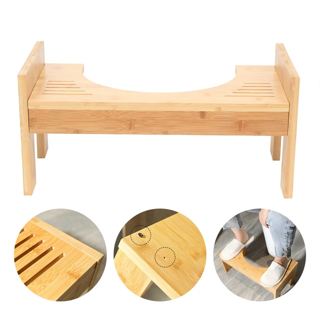 Taburete de inodoro taburete de bambú altura ajustable estribo de inodoro reposapiés