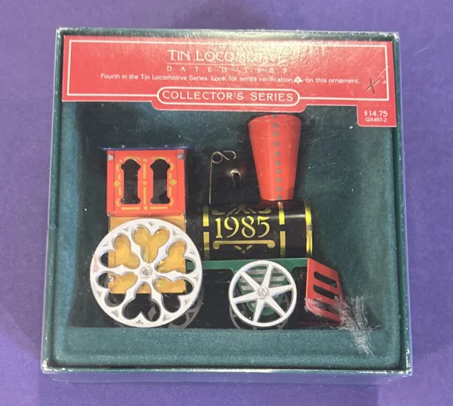 Vintage Hallmark Collector's Series #4 1985 Tin Locomotive Ornament w/Box