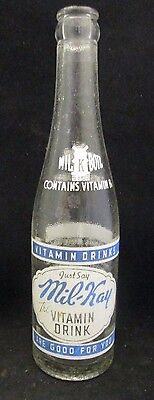 Mil-Kay Vitamin Drink Clear Glass 10 oz. Bottle St. Louis, Mo.