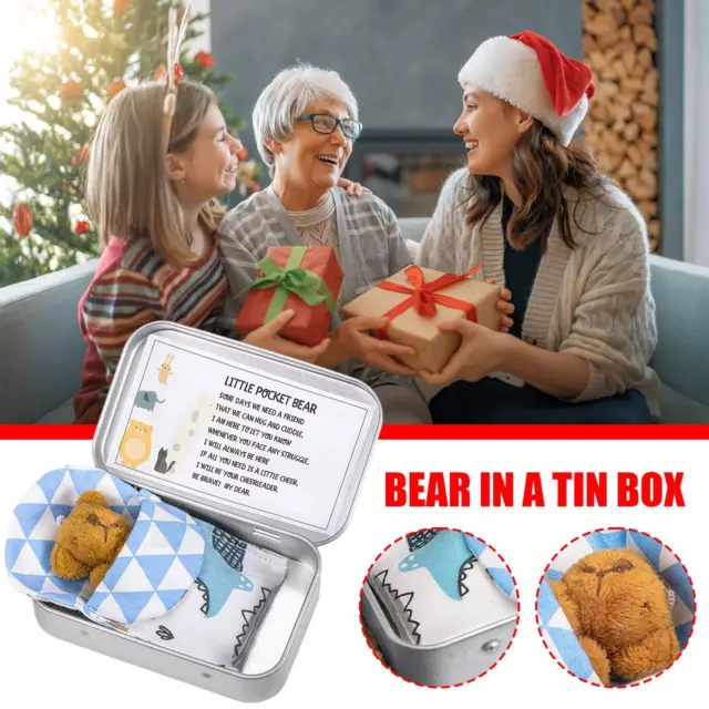 Little Pocket Bear Tin Comfortable Tiny Teddy Bear Toys Toy Box Stuffed In X1R9
