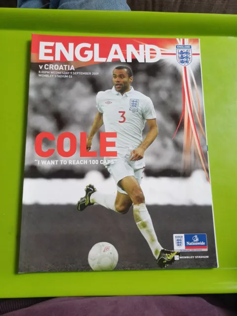 England V Croatia WCQ Football Programme.  9.9.2009