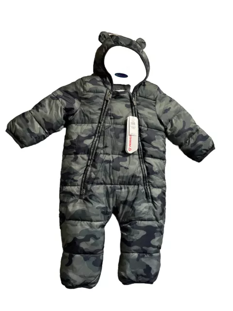 Baby GAP  Primaloft One Pc Snow Suit Green Camo  Puffer Size  6-12 Mos Nwt