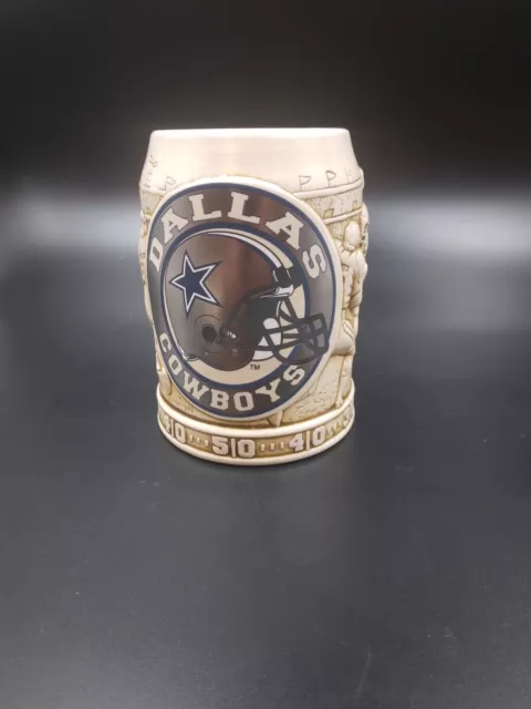 Dallas Cowboys Beer Stein Mug Cup Vtg NFL Football 5.5" - Vintage Raised Stadium