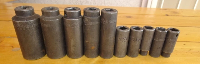 10 Mac XDP6 3/8 Drive Deep Impacts Sockets  24mm to 8mm 6pt Metric