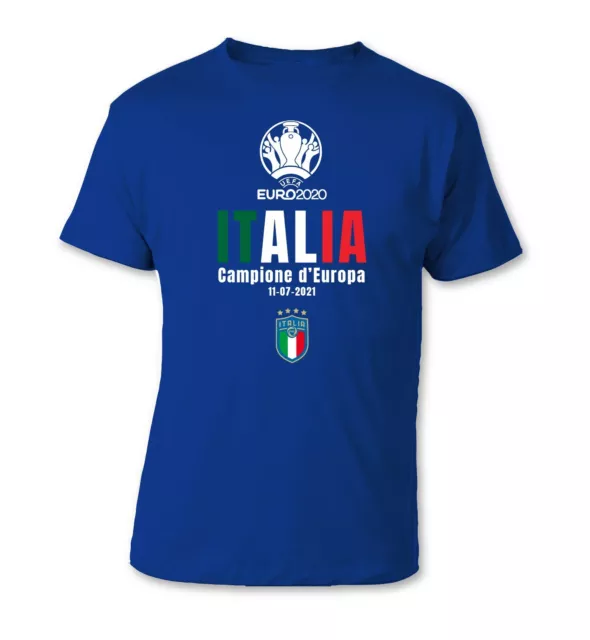 Originale! Maglia Tshirt Italia Campione D'europa 2021 Euro 2020 - 100% Cotone