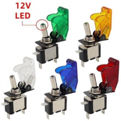 Illuminato a LED-COMMUTATORE Copertura Cruscotto Auto 12V CON COPERCHIO MISSILE Flick 