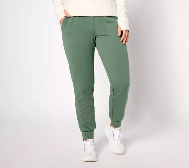 Denim & Co. Women's Pants Sz XS Active French Terry Jogger Green A627247