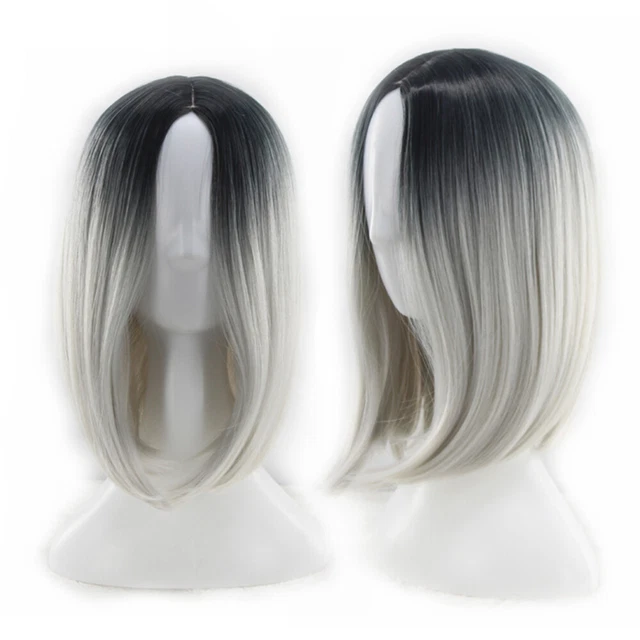 Parrucca da donna bob sfumata colore cosplay parrucca capelli sintetici parrucche corte dritte