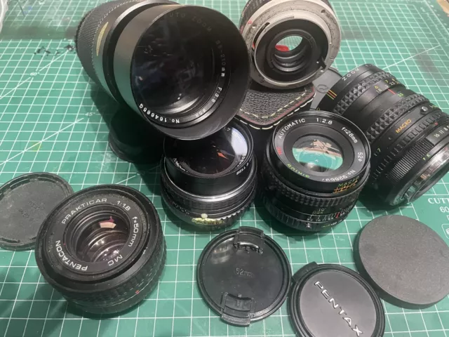 Vintage Lens Job Lot lenses Pentax 50mm, Tele Converter, Zoom Etc MF