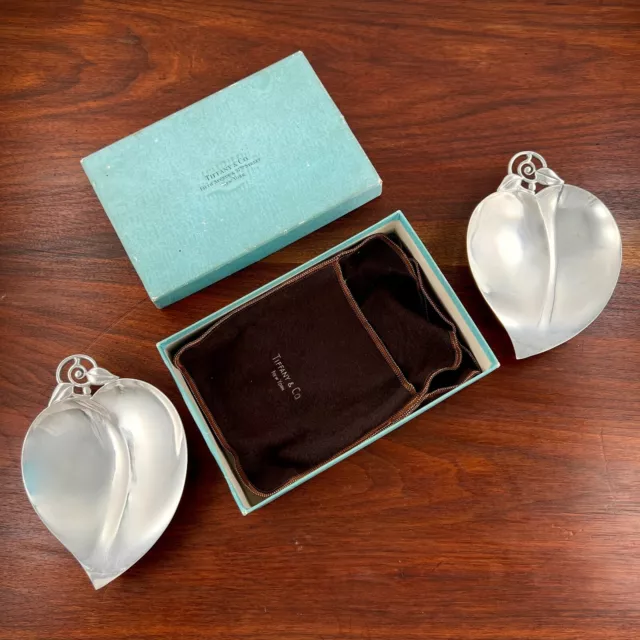 2 Large Tiffany & Co. Mid-Century Modern Sterling Silver Dishes #22885 Boxed