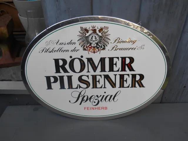 Römer Pils Bierschild der Binding Brauerei Frankfurt von C.R. Dold mit Edikett