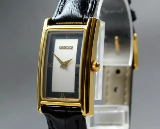 【EXC+5】 Vintage Gucci 2600L Black Quartz Gold Plated Women's Watch From JAPAN