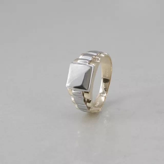 Ring in 585/14k Gelbgold Weissgold mattiert und poliert ohne Besatz, Gr. 60