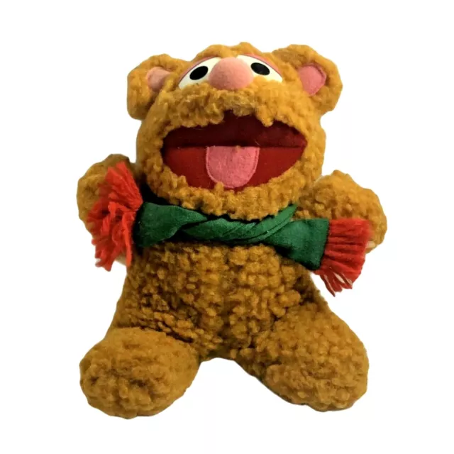 Henson Baby Fozzie Bear Plush Holiday Scarf Muppet's Stuffed Animal Vintage 1987
